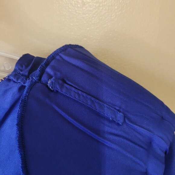 Vintage Brilliante By JA Women’s Blue Dress Sz P/S Beaded Scalloped Hem Lined - Picture 10 of 10
